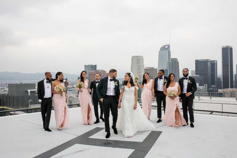SkyStudio Los Angeles Rooftop wedding party