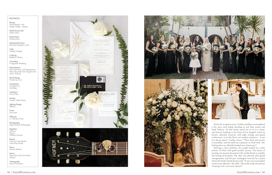 Art Deco Vibiana Wedding Featured in Inside Weddings1