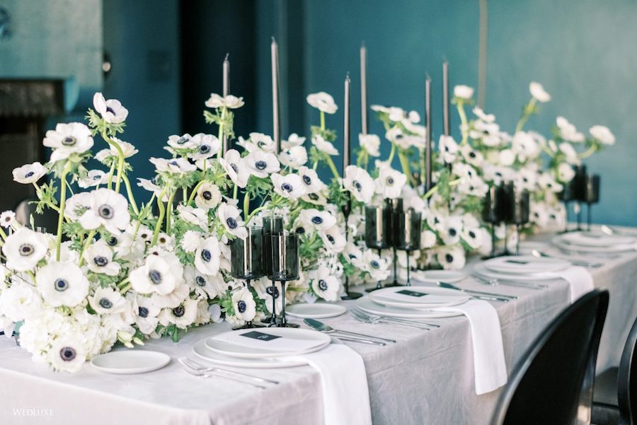 Monochromatic Minimalistic Anemone Inspired Wedding