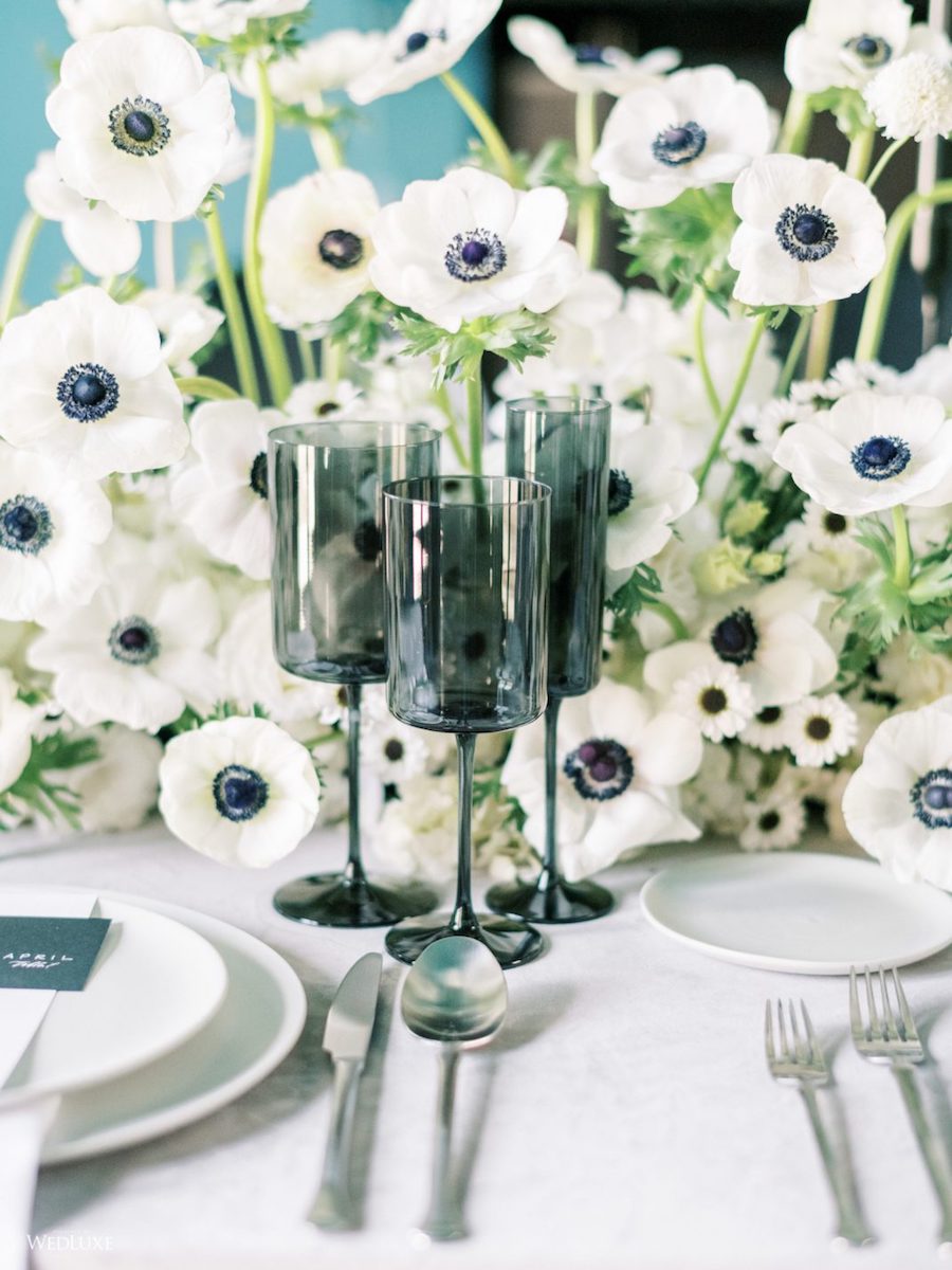 Monochromatic Minimalistic Anemone Inspired Wedding