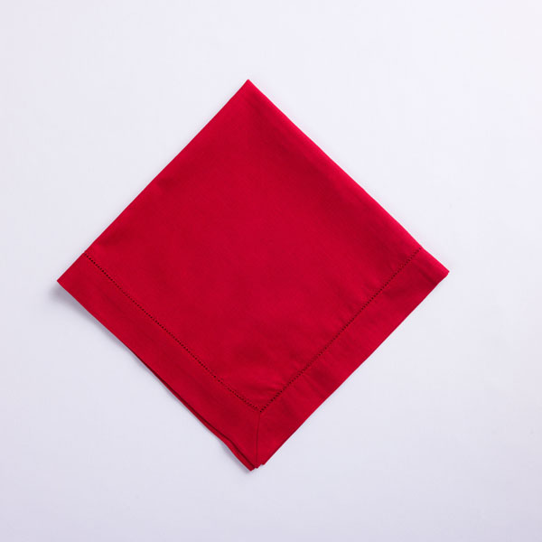 Red, Hemstitch Linen, Napkin Rental