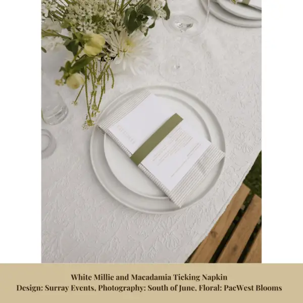 White Millie and Macadamia Ticking Napkin